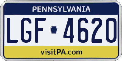 PA license plate LGF4620