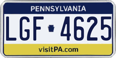 PA license plate LGF4625
