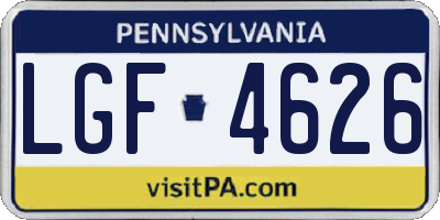 PA license plate LGF4626