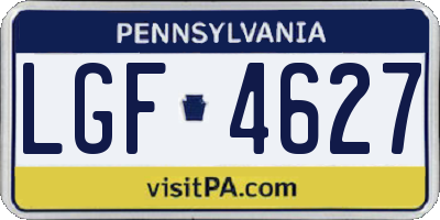 PA license plate LGF4627