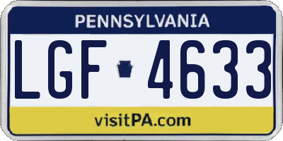 PA license plate LGF4633