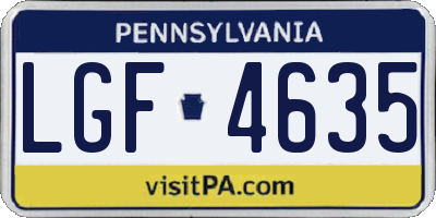 PA license plate LGF4635