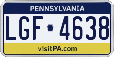 PA license plate LGF4638