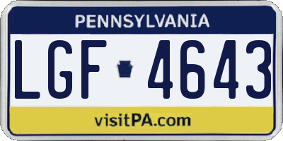PA license plate LGF4643
