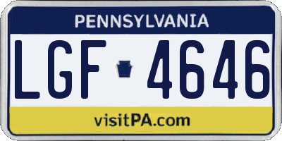 PA license plate LGF4646