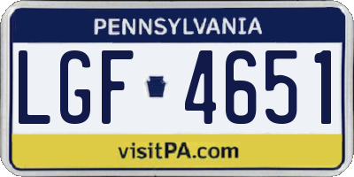 PA license plate LGF4651