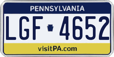 PA license plate LGF4652