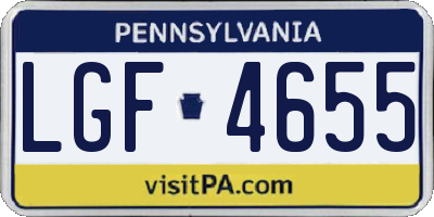 PA license plate LGF4655