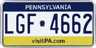 PA license plate LGF4662