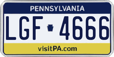 PA license plate LGF4666