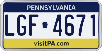 PA license plate LGF4671