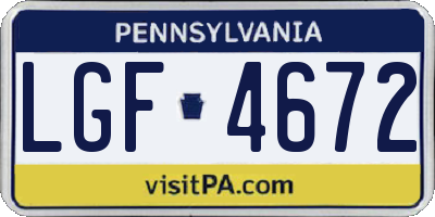 PA license plate LGF4672