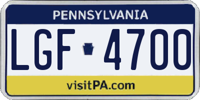 PA license plate LGF4700