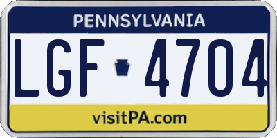 PA license plate LGF4704