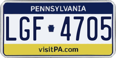 PA license plate LGF4705