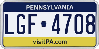 PA license plate LGF4708