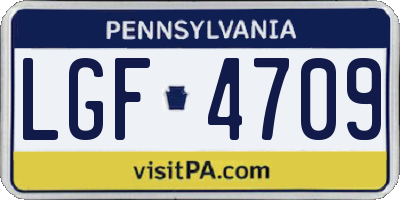 PA license plate LGF4709