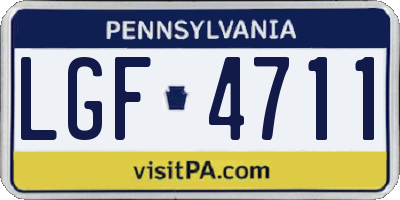 PA license plate LGF4711