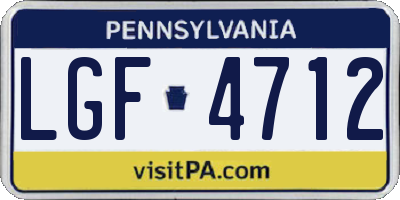 PA license plate LGF4712