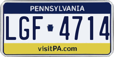 PA license plate LGF4714