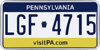 PA license plate LGF4715