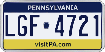 PA license plate LGF4721