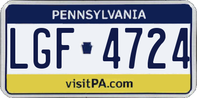 PA license plate LGF4724