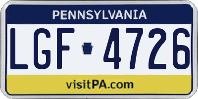 PA license plate LGF4726