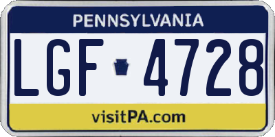PA license plate LGF4728