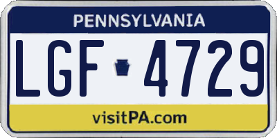 PA license plate LGF4729
