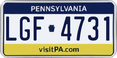 PA license plate LGF4731