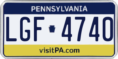 PA license plate LGF4740