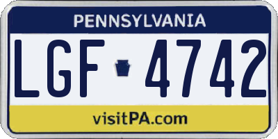 PA license plate LGF4742