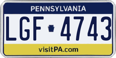 PA license plate LGF4743