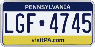 PA license plate LGF4745