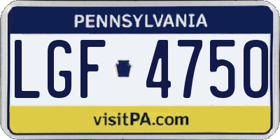 PA license plate LGF4750