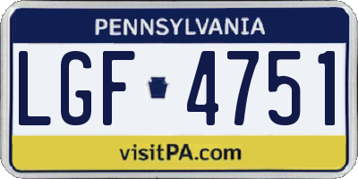 PA license plate LGF4751