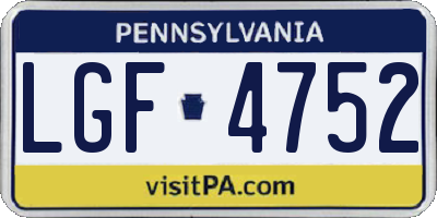 PA license plate LGF4752