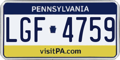 PA license plate LGF4759