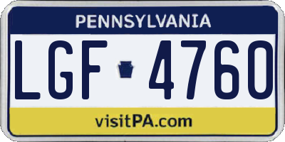 PA license plate LGF4760