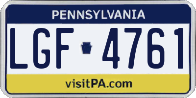 PA license plate LGF4761