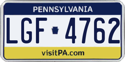 PA license plate LGF4762