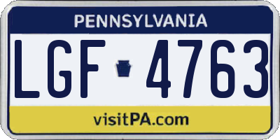 PA license plate LGF4763