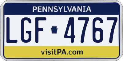 PA license plate LGF4767