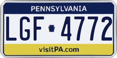 PA license plate LGF4772