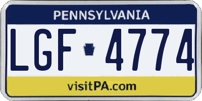 PA license plate LGF4774