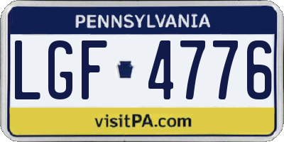 PA license plate LGF4776