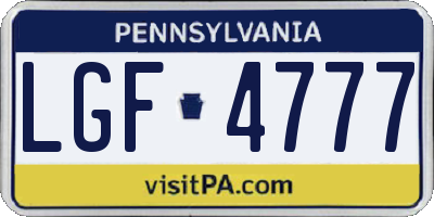 PA license plate LGF4777