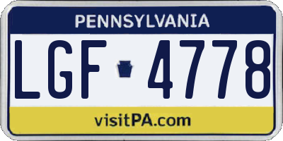 PA license plate LGF4778