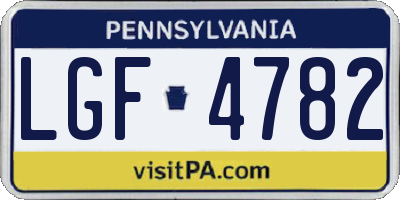 PA license plate LGF4782